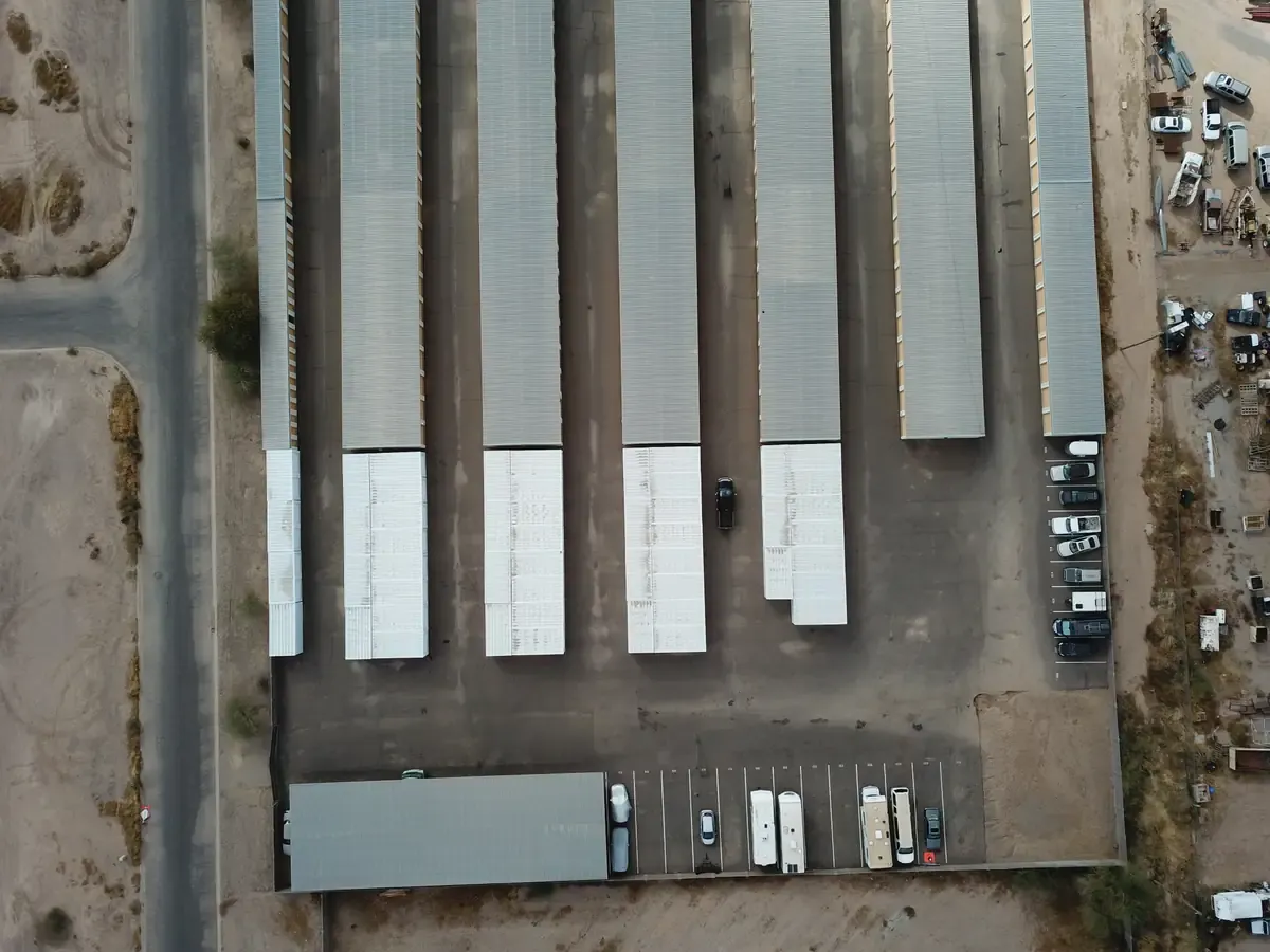7 rows of storage units and car parking